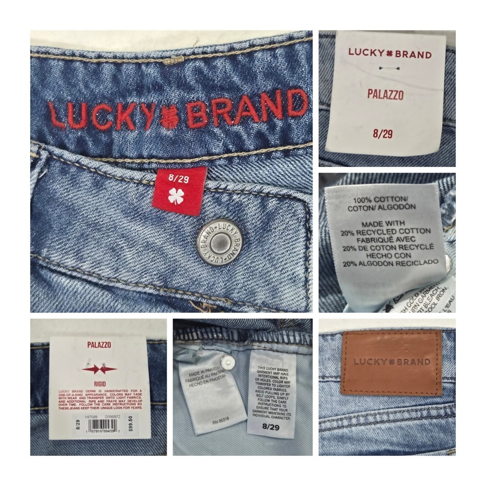 Lucky Brand Women's Jeans 8/29 Denim Palazzo Pleated Wide Leg Rigid High Rise‎ - Picture 7 of 16